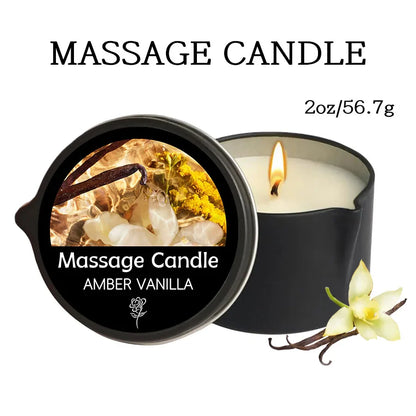 Massage Oil Candle – Aromatherapy Stress Relief Scented Candle for Skin Moisturizing & Spa Relaxation Luxury Home Wellness Candle