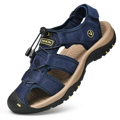 Men's Leather Summer Sandals - Breathable Casual Outdoor Beach Slippers & Wading Shoes