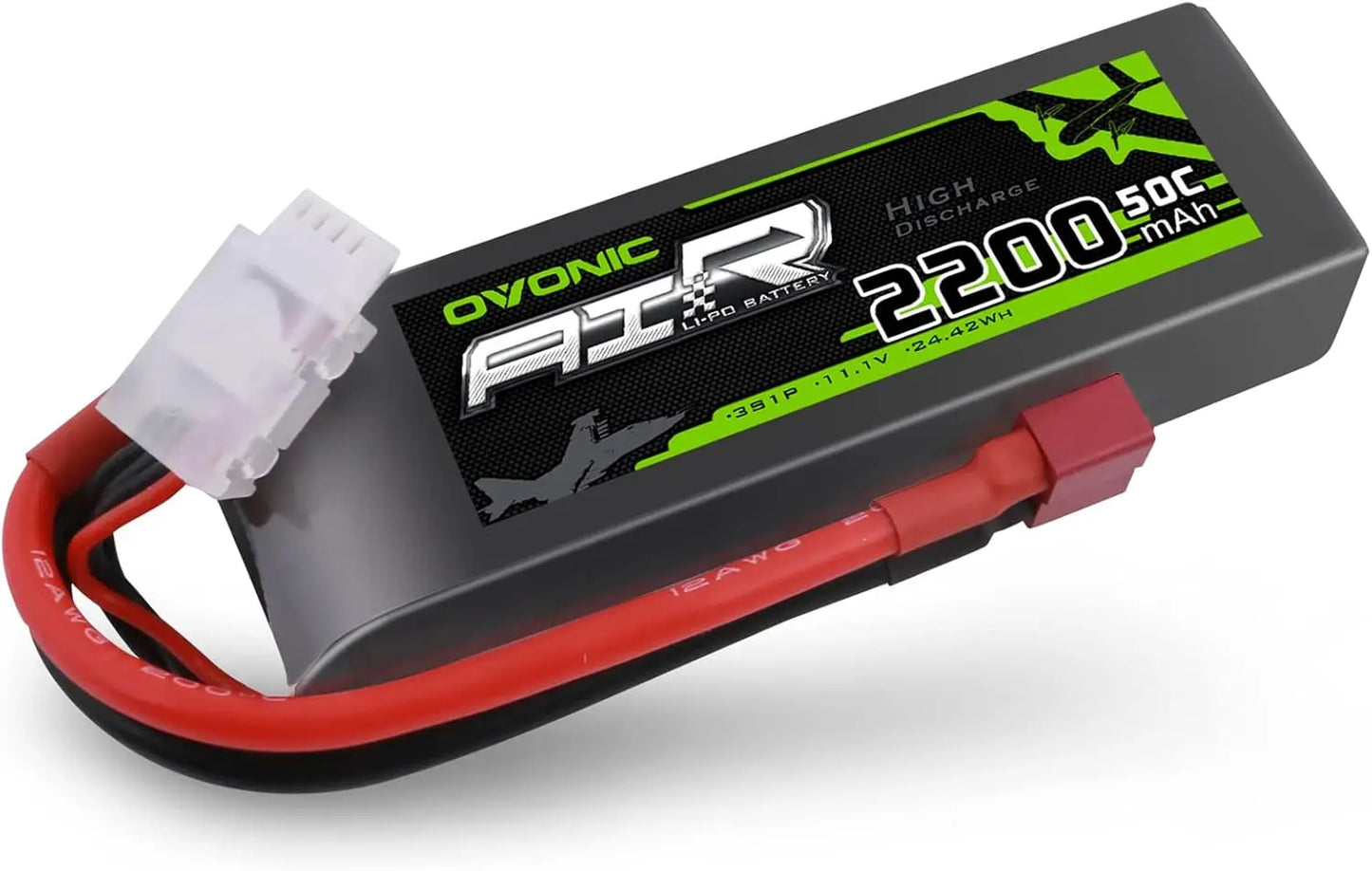 OVONIC 3S 2200mAh 11.1V LiPo Battery — 50C RC Battery with Dean Connector for Airplane, Quadcopter, Helicopter, and FPV Drone