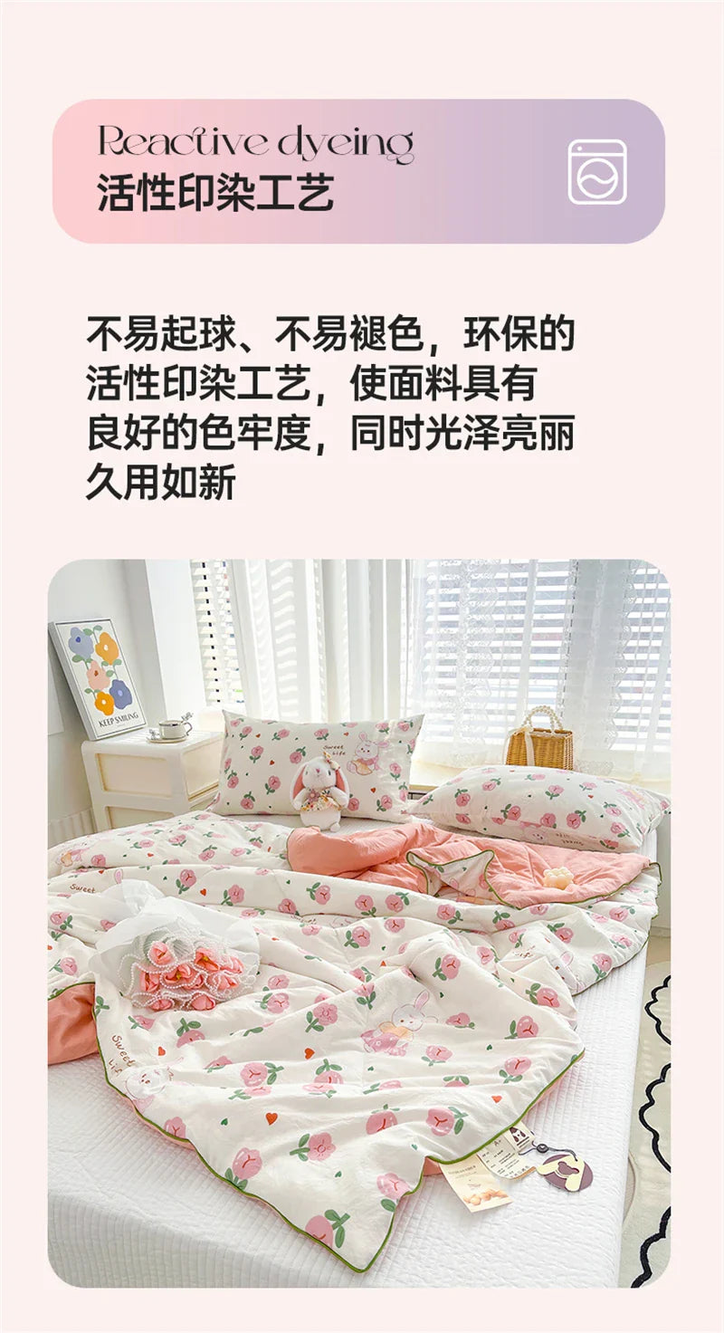Washed Double Gauze Quilt – Lightweight Summer Comforter with Soya Fibre Filling, Soft & Breathable for Queen Size