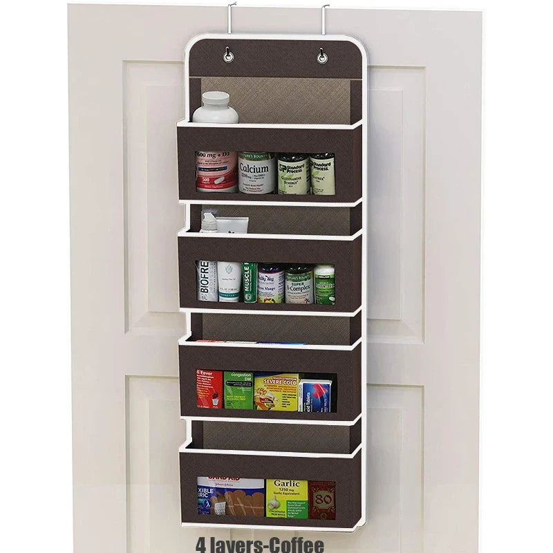 Over The Door Hanging Organizer - 1/3/4/5 Pocket Wall Mounted Storage Rack for Bathroom, Dorm & Clothes
