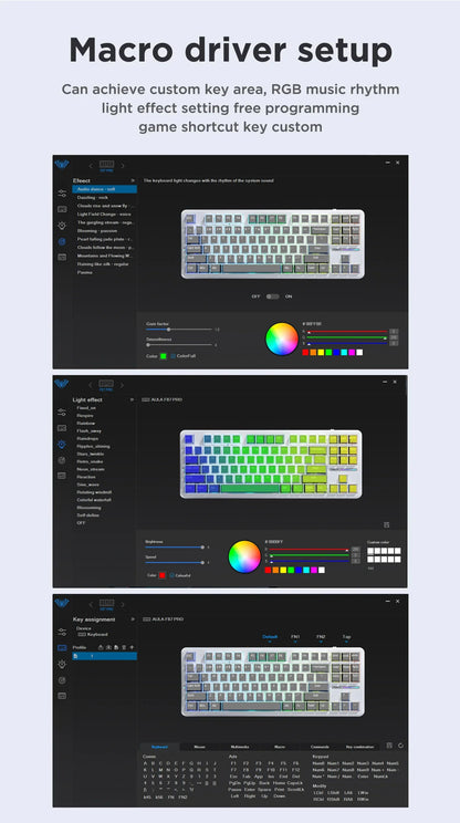 AULA F87 Pro 87-Key Mechanical Keyboard – Tri-Mode 2.4G/USB/Bluetooth, RGB, PBT Keycaps, Gasket Mount, 5-Layer Silencing, Full Key No Impact