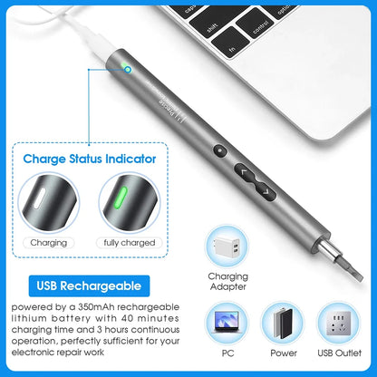 6-in-1 Electric Screwdriver Kit - Cordless Precision Repair Tool Set for Phone, Watch & Electronics