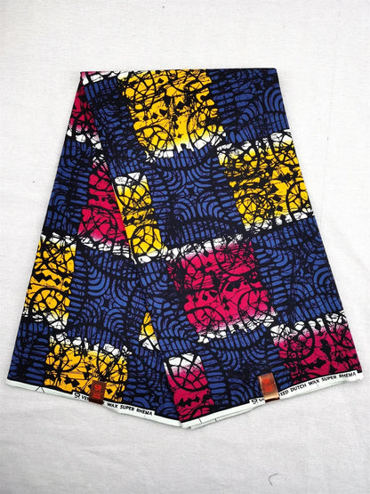 African Real Wax Ankara Fabric - 100% Cotton 6 Yards Nigerian Print Party Dress Sewing Material