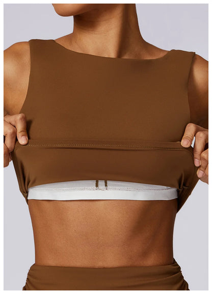NCLAGEN Women’s High-Support Sports Bra – Breathable Open-Back Yoga & Fitness Tank Top with Removable Pads