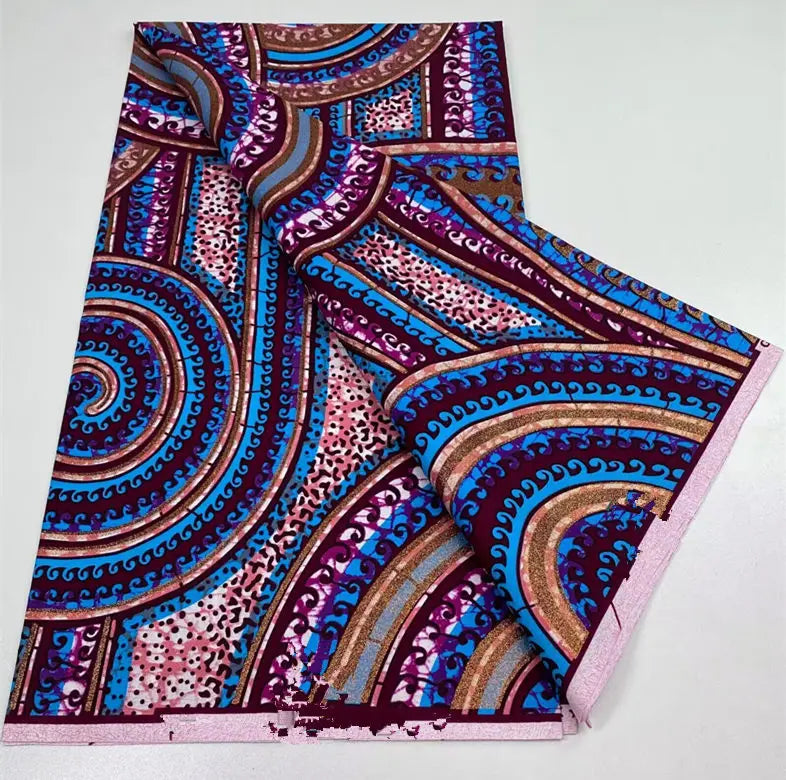 African Golden Glitter Wax Fabric - 6 Yards Ankara Batik Pagne Material for Sewing & Fashion Designs