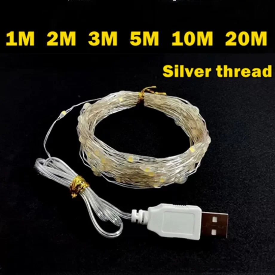 YzzKoo USB LED String Lights – Waterproof Copper/Silver Wire Fairy Lights for Christmas, Wedding & Party Decoration