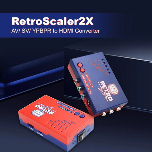 RetroScaler2x AV to HDMI Converter — Line-Doubler for Retro Game Consoles including PS2, N64, NES, Dreamcast, Saturn, MD1, MD2