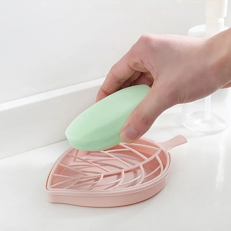 Leaf-Shaped Soap Dish - 2-Layer Drainage Soap Holder Box for Bathroom Shower and Home Accessories