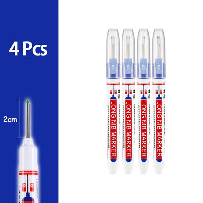 2cm Waterproof Deep Hole Marker Pen - Long Head Carpenter Markers for Metal Woodworking Tools 4-80pcs