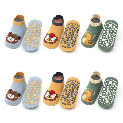 6 Pairs Kids Cotton Socks – Cute Cartoon Animal Pattern, Comfy & Breathable Non-Slip Baby Socks