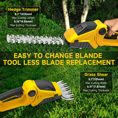 2-in-1 Cordless Hedge Trimmer & Grass Shears for DeWalt 20V Battery – Handheld Electric Garden Tool (Battery Not Included)
