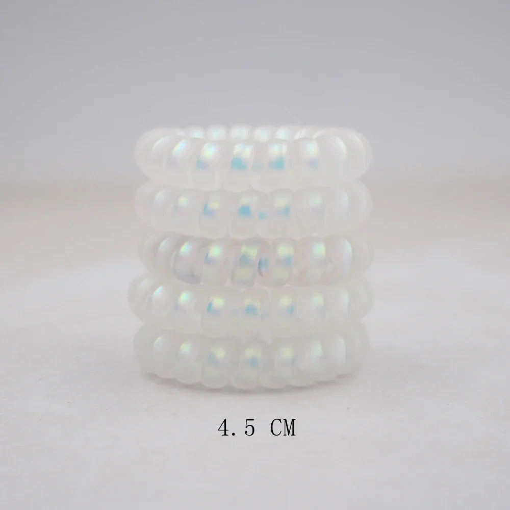 5Pcs Matte Spiral Hair Bands - Fashion Telephone Wire Elastic Hair Ties Stretchable Cord Rubber Bands for Women & Girls