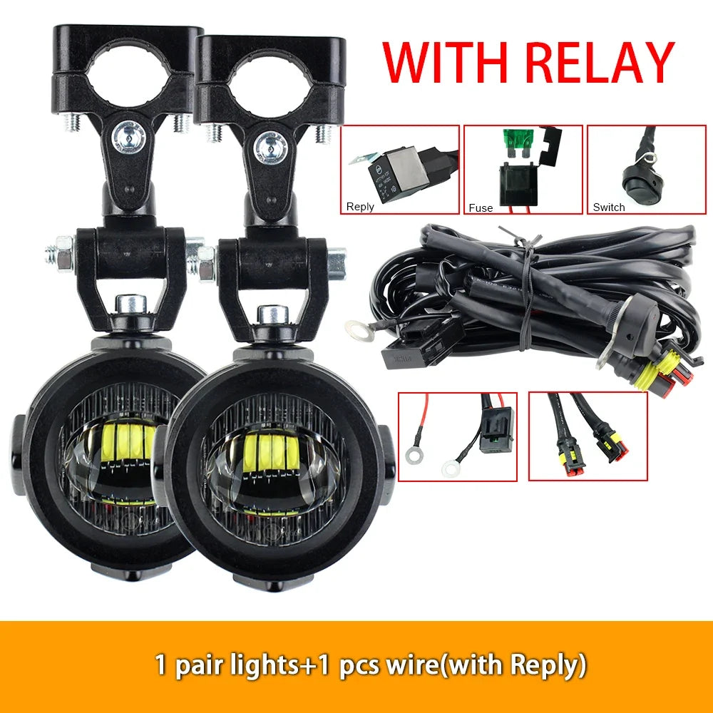 40W Motorcycle Auxiliary Fog Lights - Upgrade 6000K Bright LED Driving Lamps for BMW R1200GS F800GS F700GS F650 K1600