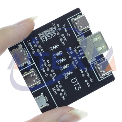 DT3 USB Cable Tester Type-C Micro USB Cable Detection Board - Short Circuit, Continuity & Switching Diagnostic Tool for iOS Android