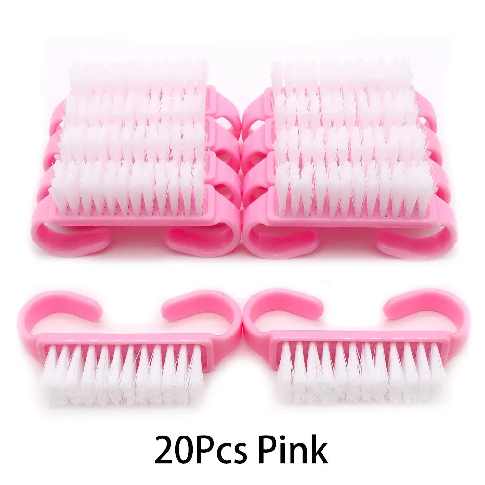 10/20/50/100pcs Nail Cleaning Brush Set - Handle Grip Fingernail Scrubber Tools for Men & Women Manicure Care