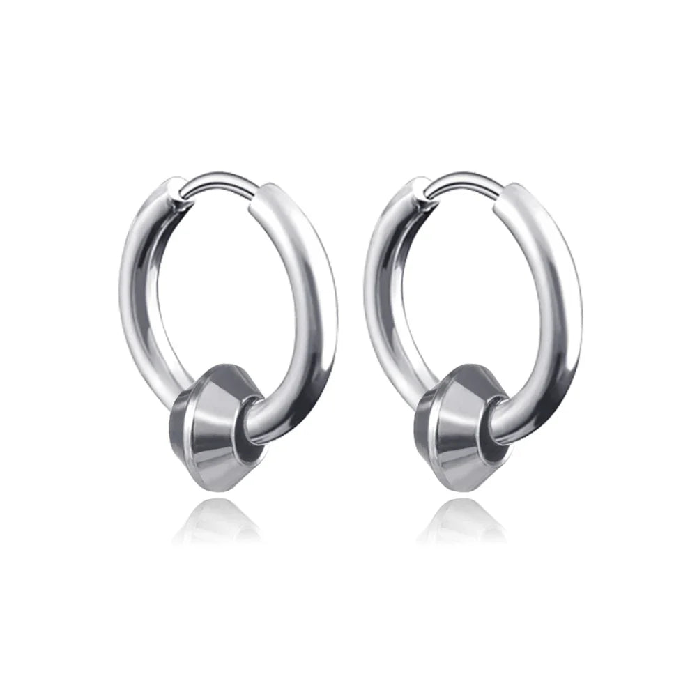 Long Hanging Cross & Leaf Hoop Earrings – Vintage Stainless Steel Hip Hop Unisex Jewelry Accessories