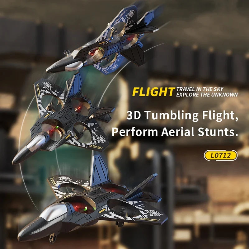 Night Flight RC Aircraft - EPP Foam Glider with 4-Motor Stability & Fixed Height for Kids