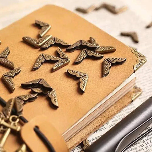 50Pcs Metal Book Corner Protectors – Vintage Golden, Silver and Bronze for Scrapbooks, Photo Albums, and Notebooks