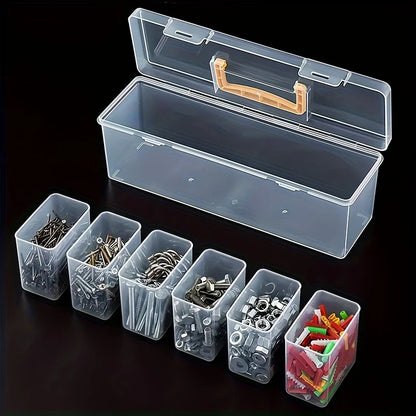 Multi-Compartment Tool Storage Box - Transparent Portable Organizer for Screws, Wrenches & Small Parts