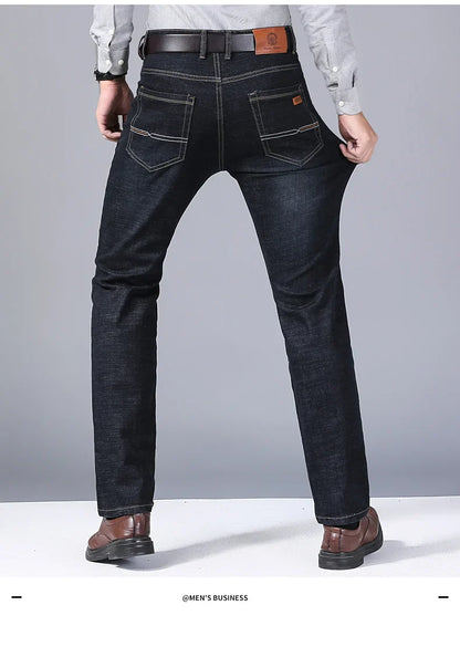 Men’s Classic Black Jeans — Soft Biker Denim Pants Jean Homme Pantalones Hombre Masculino Overalls, Sizes 32-38