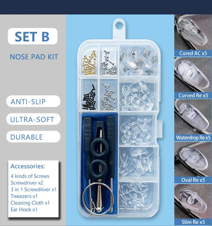 Silicone Air Chamber Nose Pads for Glasses | Anti-Slip Screw-In Eyewear Support & Accessories Kit