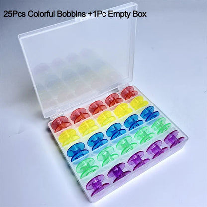 25-Spool Bobbin Storage Box - Plastic Sewing Machine Bobbin Case & Organizer