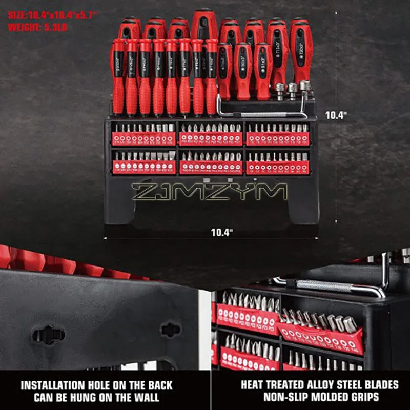 100Pcs Magnetic Screwdriver Set - Precision Hand Tool Kit with Storage Rack