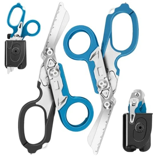 Folding Trauma Scissors - Emergency Rescue Cutter with Glass Breaker for Outdoor Use