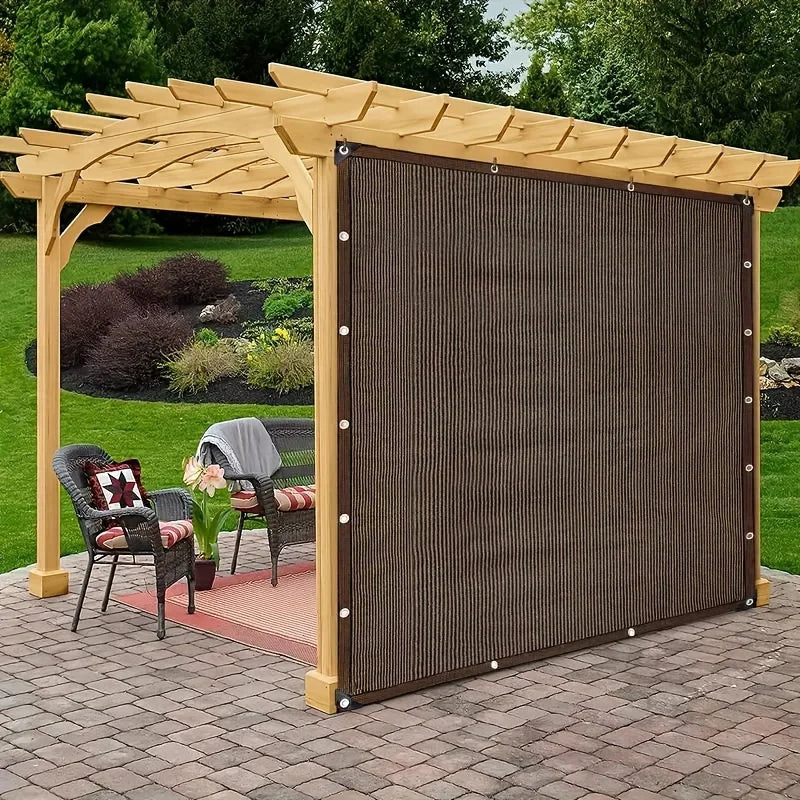 Brown UV Protection Sun Shade Canopy - Durable Outdoor Shade Net for Travel, Picnics, Pools & Garden Use