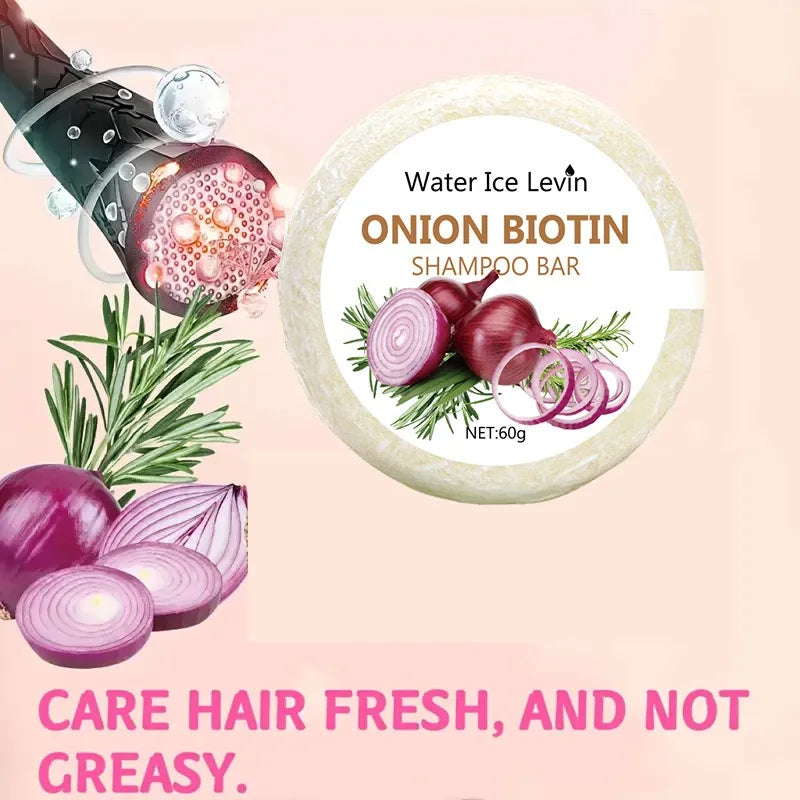Onion & Biotin Shampoo Soap Bar 60g with Rosemary Extract for Moisturizing Hair Care