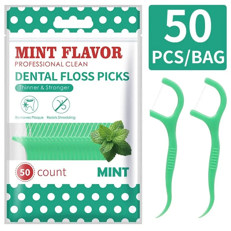 200PCS Dental Floss & Plastic Toothpicks - One-Time Cleaning for Dental Gaps and Oral Care"
