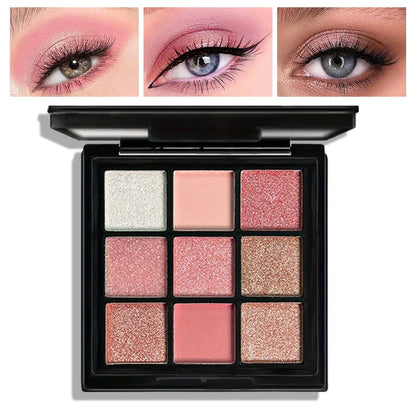 9-Grid Eyeshadow Palette – Glitter, Pearlescent, Matte, Shimmer Long-Lasting Eye Makeup for Women