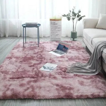 Gradient Silk Wool Bedside Rug – Soft Non-Slip Carpet for Kids’ Room, Bedroom & Living Room, Machine Washable