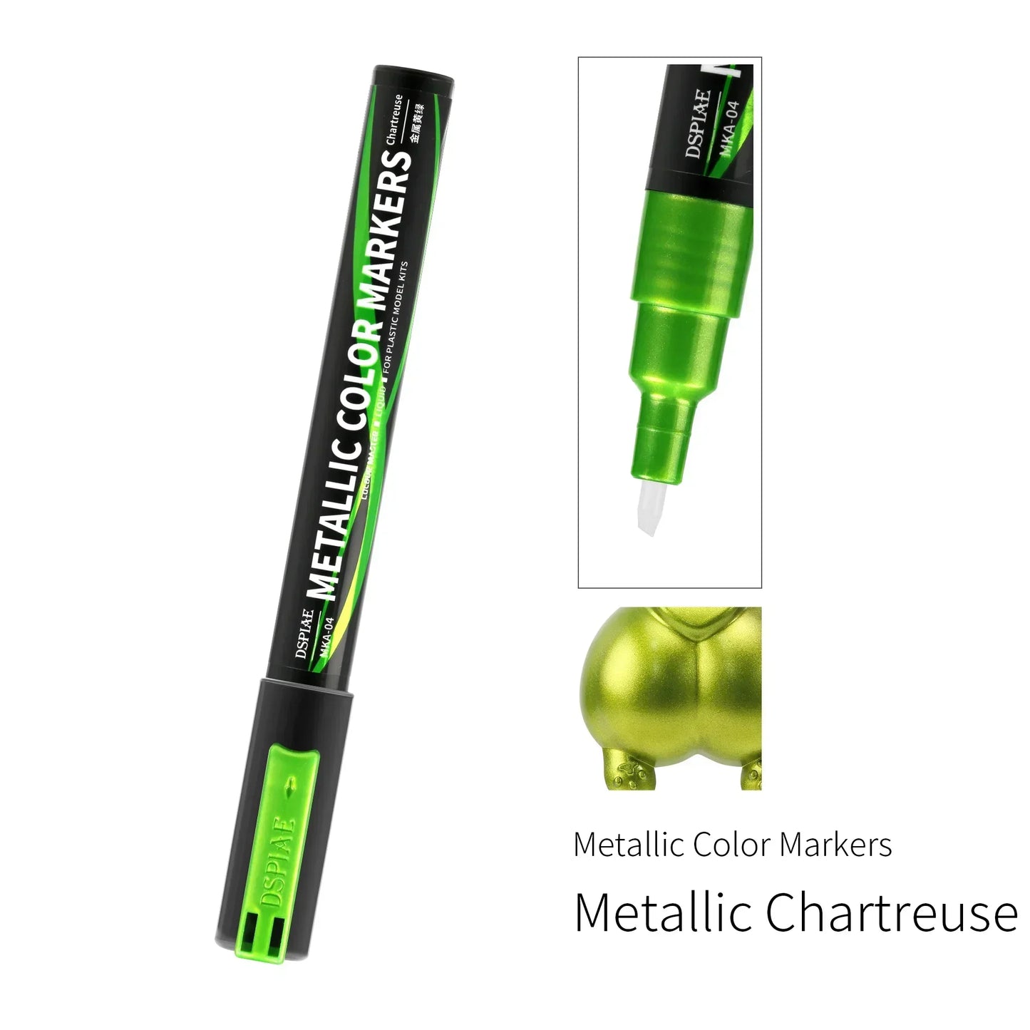DSPIAE MKA Super Metallic Brush Pen – 12 Water-Based Colors with Soft Tip for Gundam & Mecha Model DIY Hobby