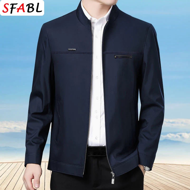 Men’s Business Casual Jacket - Luxury Zipper Blazer Office Coat for Spring and Autumn, Up to 3XL