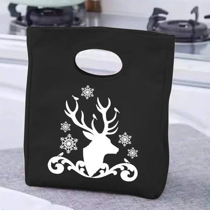 2024 Insulated Lunch Bag with Handle – Portable Thermal Cooler Lunch Box for Picnic, Travel & Food Storage, White Printed Design