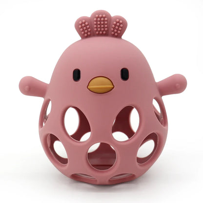 Baby Chick Silicone Teether - Cartoon Hollow Chewing Toy for Infant Teething Training & Care