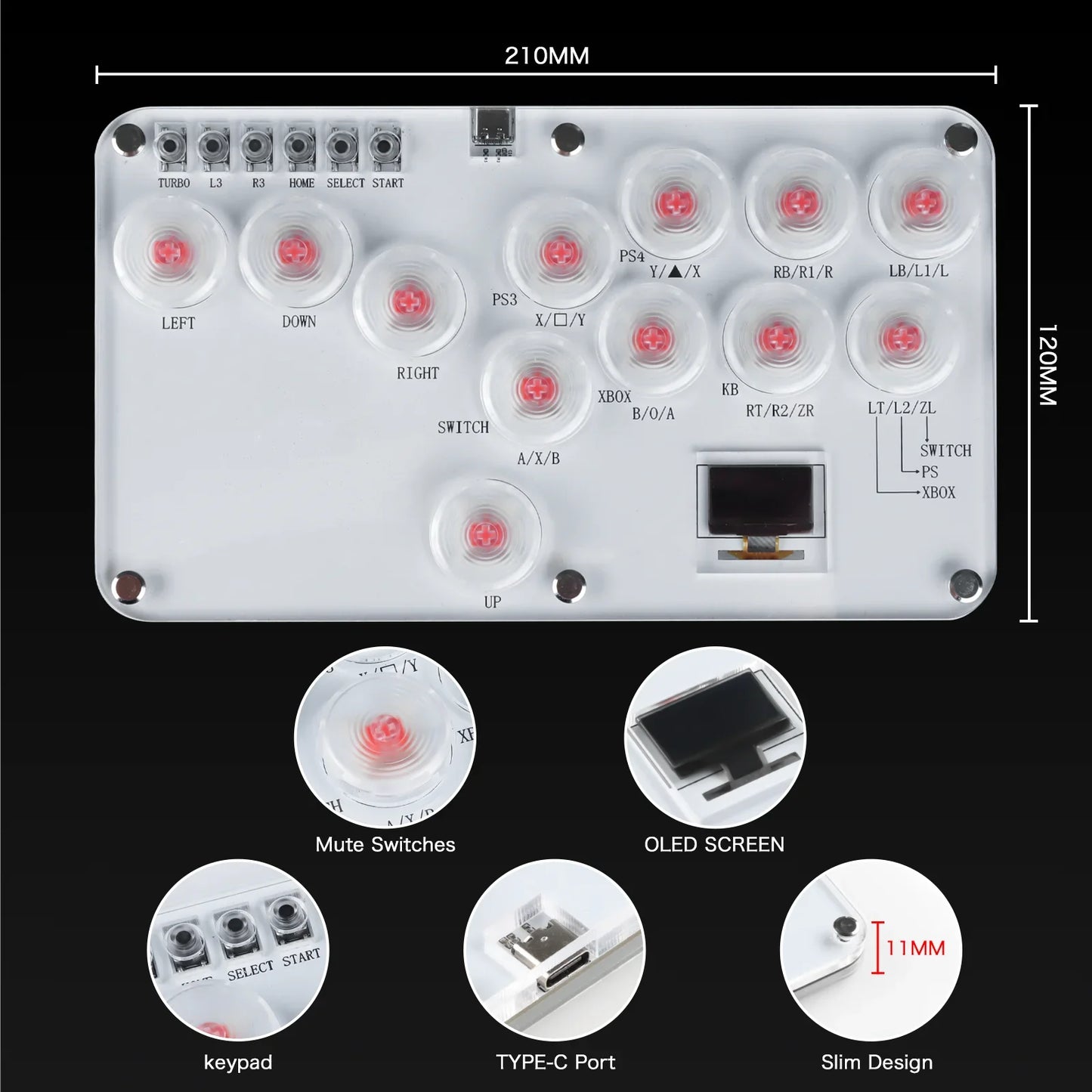 RGB Arcade Hitbox Fightstick Controller – For PS4/PS5, Xbox, Switch, Steam, Arcade Fighting Games