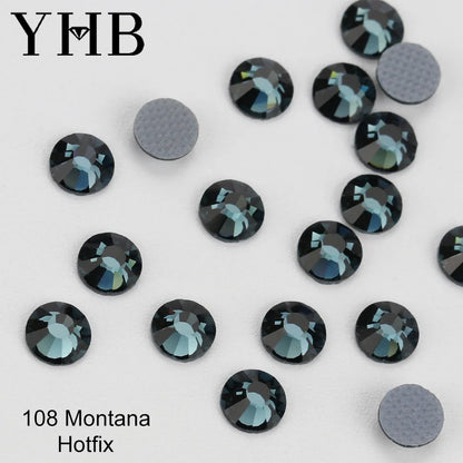 YHB 101-127 Hotfix Crystal Rhinestones - Glitter Glass Flatback Gems for Bags, Shoes, Garments, Phone & Nail Art DIY