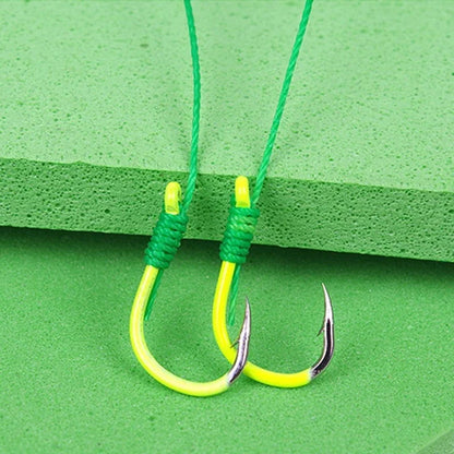 5PCS Fluorescent Green Fishing Hooks - High Carbon Steel Sharp Spring Hooks for Saltwater & Freshwater Fishing