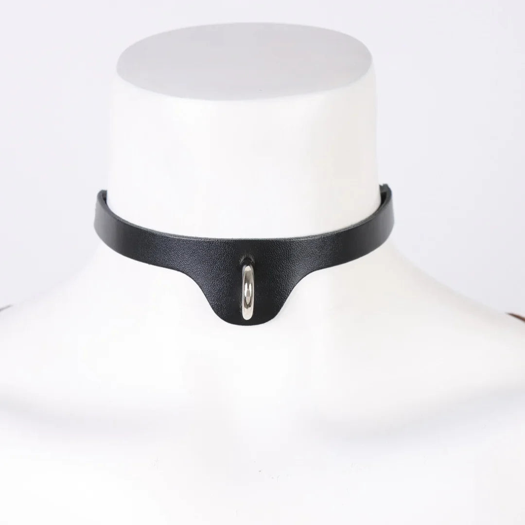 UYEE Harajuku PU Leather Punk Choker Necklace – Gothic Y2K Style Adjustable Collar Belt Pendant Jewelry for Men & Women