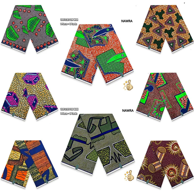 100% Cotton African Real Wax Fabric - Ankara Batik Pagne Sewing Material for Women's Dresses