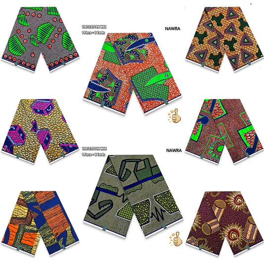 100% Cotton African Real Wax Fabric - Ankara Batik Pagne Sewing Material for Women's Dresses