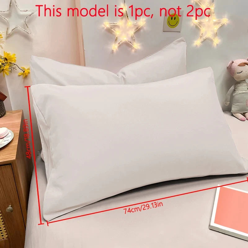 Matte Solid Color Pillowcase - Soft Pocket Sealed Bedroom Bedding Cover