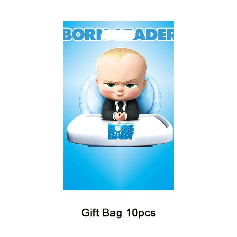 Cartoon Boss Baby Birthday Party Set - Disposable Tableware, Backdrop & Balloons for Kids Baby Shower Decor