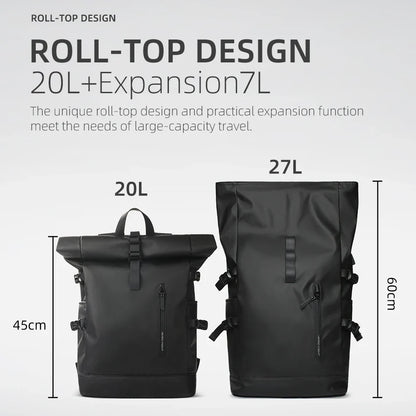 HK Expandable Travel Backpack - Large Waterproof 15.6 Inch Laptop Hiking Rucksack with USB Charging Port
