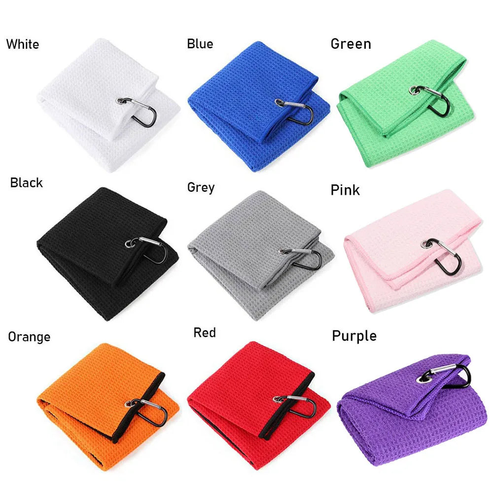 Microfiber Golf Ball Towel - 8 Colors Cleaning Towel with Carabiner Hook for Golf Clubs and Accessories
