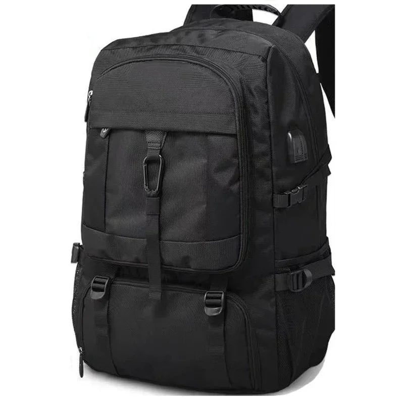 50L/80L Large Travel Backpack for Men – Waterproof Outdoor Sports & Business Bag with Separate Shoe Compartment, Black Storage Backpack
