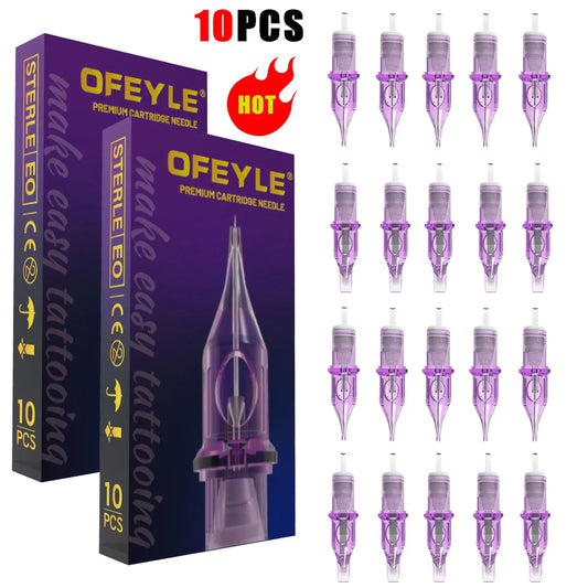 10pcs Disposable Tattoo Cartridge Needles – RL, RS, RM, M1 Series for Eyebrow, Eyeliner & Permanent Makeup
